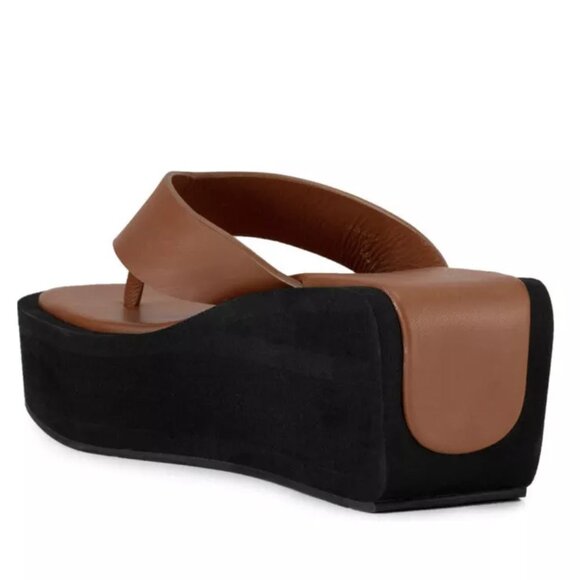 FRAME Le Ocean Chunky Platform Wedge Flip Flop Brown Black Sz 37EU Original $298 - Picture 2 of 2